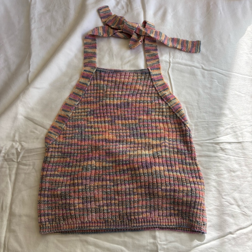 Multicolor Knit Halter Top